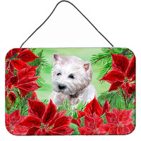 "Caroline's Treasures Westie Poinsettias Metal Print, 8"" x 12"", Christmas Poinsettas"