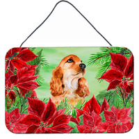 "Caroline's Treasures Cocker Spaniel Poinsettias Metal Print, 8"" x 12"", Multicolor"