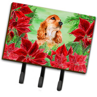 "Caroline's Treasures Cocker Spaniel Poinsettias Wall Hook, Triple, Multicolor"