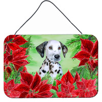 "Caroline's Treasures Dalmatian Puppy Poinsettias Metal Print, 8"" x 12"", Multicolor"