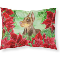"Caroline's Treasures Doberman Pinscher Poinsettias Pillowcase, Standard, Multicolor"