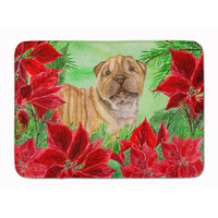 "Caroline's Treasures Shar Pei Puppy Poinsettias Floor Mat, 19"" x 27"", Multicolor"