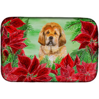 "Caroline's Treasures Tibetan Mastiff Poinsettias Dish Drying Mat, 14"" x 21"", Christmas Poinsettas"