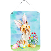 "Caroline's Treasures Yorkie Easter Bunny Metal Print, 16"" x 12"", Multicolor"