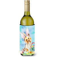 "Caroline's Treasures Yorkie Easter Bunny Decorative Bottle Hugger, 750ml, Multicolor"