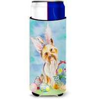 "Caroline's Treasures Yorkie Easter Bunny Decorative Can Hugger, Slim, Multicolor"