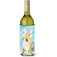 "Caroline's Treasures Corgi Easter Bunny Decorative Bottle Hugger, 750ml, Multicolor"