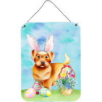 "Caroline's Treasures Norfolk Terrier Easter Bunny Metal Print, 16"" x 12"", Multicolor"