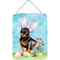 "Caroline's Treasures Lancashire Heeler Easter Bunny Metal Print, 16"" x 12"", Multicolor"