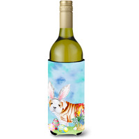 "Caroline's Treasures English Bulldog Easter Bunny Decorative Bottle Hugger, 750ml, Multicolor"