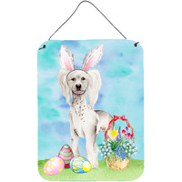 "Caroline's Treasures Chinese Crested Easter Bunny Metal Print, 16"" x 12"", Multicolor"