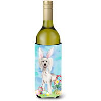 "Caroline's Treasures Chinese Crested Easter Bunny Decorative Bottle Hugger, 750ml, Multicolor"