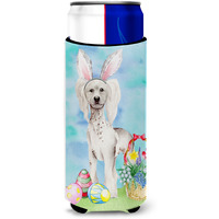 "Caroline's Treasures Chinese Crested Easter Bunny Decorative Can Hugger, Slim, Multicolor"