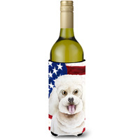 "Caroline's Treasures Bichon Frise Patriotic Decorative Bottle Hugger, 750ml, Multicolor"