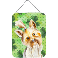"Caroline's Treasures Yorkie Yorkshire Terrier Shamrocks Metal Print, 16"" x 12"", Multicolor"
