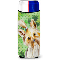"Caroline's Treasures Yorkie Yorkshire Terrier Shamrocks Decorative Can Hugger, Slim, Multicolor"