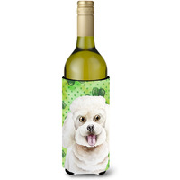 "Caroline's Treasures Bichon Frise Shamrocks Decorative Bottle Hugger, 750ml, Multicolor"