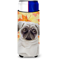 "Caroline's Treasures Pug Fall Decorative Can Hugger, Slim, Multicolor"