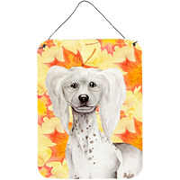 "Caroline's Treasures Chinese Crested Fall Metal Print, 16"" x 12"", Multicolor"