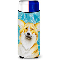 "Caroline's Treasures Corgi Winter Decorative Can Hugger, Slim, Multicolor"