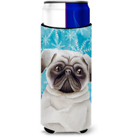 "Caroline's Treasures Pug Winter Decorative Can Hugger, Slim, Multicolor"