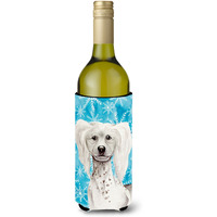 "Caroline's Treasures Chinese Crested Winter Decorative Bottle Hugger, 750ml, Multicolor"