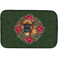 "Caroline's Treasures German Boxer Poinsettia Dish Drying Mat, 14"" x 21"", Christmas Wreath"