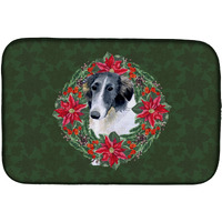 "Caroline's Treasures Borzoi Poinsettia Dish Drying Mat, 14 X 21, Christmas Wreath"