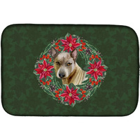 "Caroline's Treasures Thai Ridgeback Poinsettia Dish Drying Mat, 14"" x 21"", Christmas Wreath"