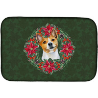 "Caroline's Treasures Basenji Poinsettia Dish Drying Mat, 14"" x 21"", Christmas Wreath"