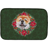 "Caroline's Treasures Cane Corso Poinsettia Dish Drying Mat, 14"" x 21"", Christmas Wreath"