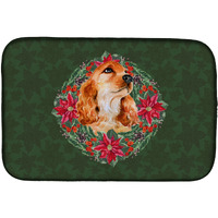 "Caroline's Treasures Cocker Spaniel Poinsettia Dish Drying Mat, 14"" x 21"", Christmas Wreath"