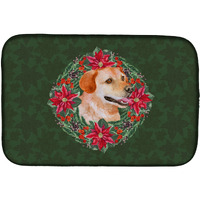 "Caroline's Treasures Labrador Retriever Poinsettia Dish Drying Mat, 14"" x 21"", Christmas Wreath"