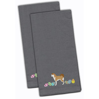 Caroline's Treasures CK1595GYTWE Akita Easter Gray Embroidered Kitchen Towel Set of 2