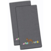 Caroline's Treasures CK1600GYTWE Australian Kelpie Easter Gray Embroidered Kitchen Towel Set of 2