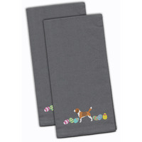 Caroline's Treasures CK1604GYTWE Beagle Easter Gray Embroidered Kitchen Towel Set of 2