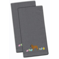 Caroline's Treasures CK1607GYTWE Belgian Sheepdog Easter Gray Embroidered Kitchen Towel Set of 2
