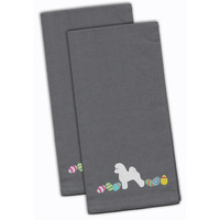 Caroline's Treasures CK1609GYTWE Bichon Frise Easter Gray Embroidered Kitchen Towel Set of 2