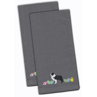 Caroline's Treasures CK1610GYTWE Black Border Collie Easter Gray Embroidered Kitchen Towel Set of 2