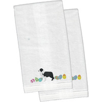 "Caroline's Treasures Black Border Collie Easter Emboidered Hand Towels, 26hx16w, Multicolor"