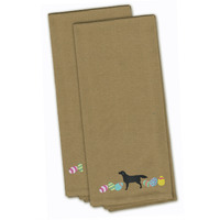 Caroline's Treasures CK1611TNTWE Black Labrador Retriever Easter Tan Embroidered Kitchen Towel Set of 2
