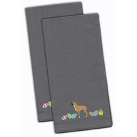 Caroline's Treasures CK1615GYTWE Boxer Easter Gray Embroidered Kitchen Towel Set of 2