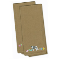 Caroline's Treasures CK1620TNTWE Grey Caucasian Shepherd Easter Tan Embroidered Kitchen Towel Set of 2