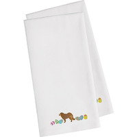 Caroline's Treasures CK1621WHTWE Brown Caucasian Shepherd Easter White Embroidered Kitchen Towel Set of 2