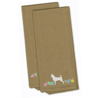 Caroline's Treasures CK1624TNTWE Chihuahua Easter Tan Embroidered Kitchen Towel Set of 2