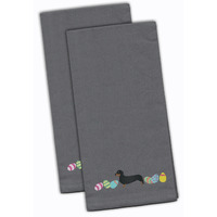 Caroline's Treasures CK1631GYTWE Dachshund Easter Gray Embroidered Kitchen Towel Set of 2