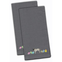Caroline's Treasures CK1638GYTWE English Mastiff Easter Gray Embroidered Kitchen Towel Set of 2