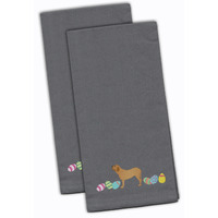 Caroline's Treasures CK1641GYTWE Fila Brasileiro Easter Gray Embroidered Kitchen Towel Set of 2