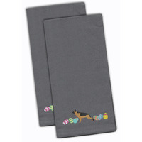 Caroline's Treasures CK1644GYTWE German Shepherd Easter Gray Embroidered Kitchen Towel Set of 2