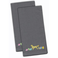 Caroline's Treasures CK1647GYTWE Golden Retriever Easter Gray Embroidered Kitchen Towel Set of 2
